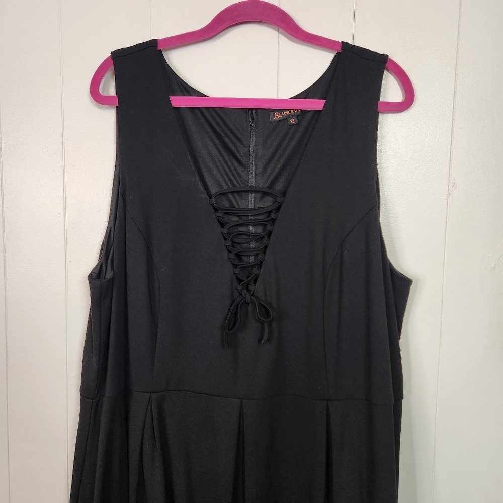 Love & Legend Black Goth Plus Size 22 Dress Lace Up Sleeveless Whimsigoth Grunge - Picture 4 of 11
